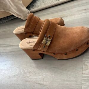 Dr. Scholl's Brown Suede Mules